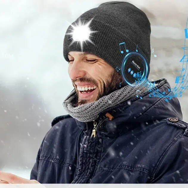 The Ultimate Christmas Gift for Him LED Light-Up Bluetooth Beanie USB Rechargeable Warm for Cycling & Adventure All Seasons