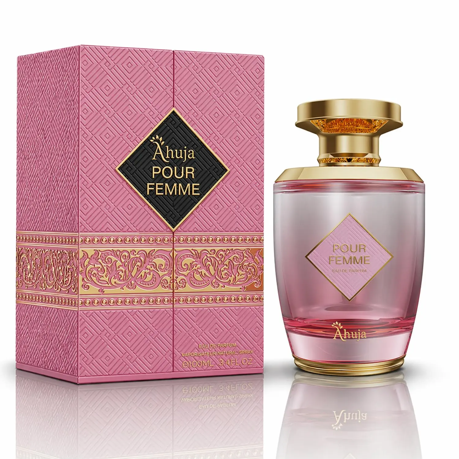 AHUJA Pour Femme Eau De Parfum 3.4oz – Luxurious Women’s Fragrance w/Notes of Floral Iris, Patchouli & Vanilla – Elegant, Long Lasting Perfume for Women