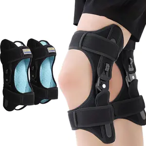 1 Pair Knee Booster Brace Adjustable Patella Support Knee Stabilizer Strap With Spring Assist For Walking Joint Relief Pain Recovery Mobility Aid(Black)