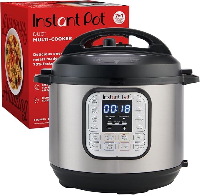 Instant Pot Duo 7-in-1 Electric Pressure Cooker, Slow Cooker, Rice Cooker, Steamer, Sauté, Yogurt Maker, Warmer & Sterilizer, Stainless Steel, 6 Quart