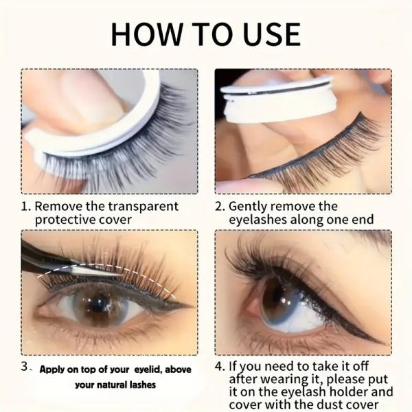 3 Pairs Self-Adhesive False Eyelashes No Glue Needed Natural Wispy Voluminous 3D Curly Faux Mink Reusable Cluster Lashes For Day Party Adults Makeup Cosmetic, cat lashes, Perfect Holiday Gift, Christmas Gift