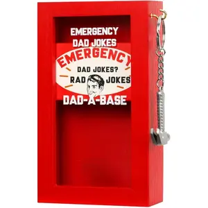 cool things Emergency DadJokes Set w/Hammer Funny Dad Gifts for Fathers Day from Daughter Son Hilarious Gifts for Papa Husband Father-in-Law Stepdad Birthday Gifts for Dad Who Wants Nothing Wooden Red Box with 60 Dad Jokes & Novelty Metal Hammer Chain