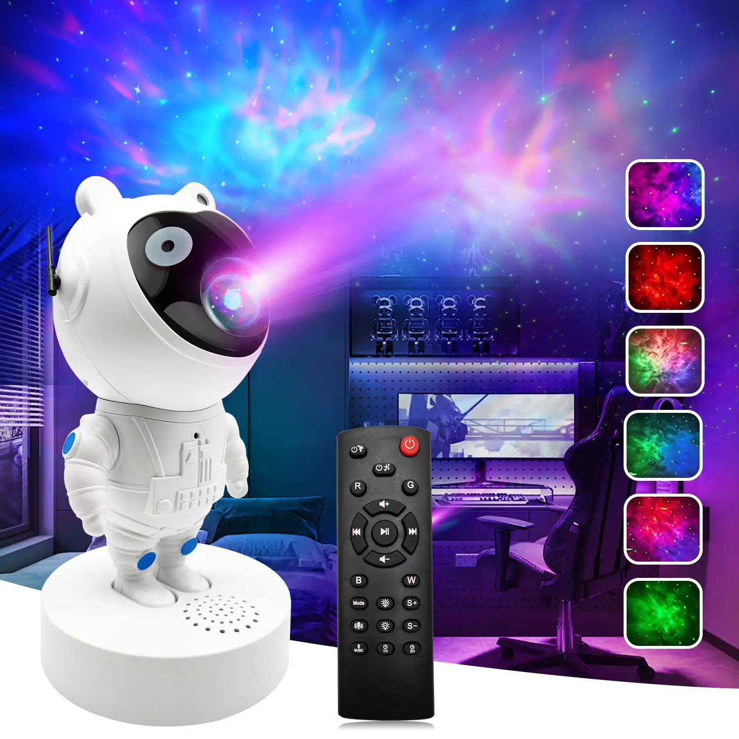 Astronaut Galaxy Projector 360° Adjustable Kids Room Nebula Night Light with Bluetooth Speaker Best Gift for Indoor Decoration Led Multicolor