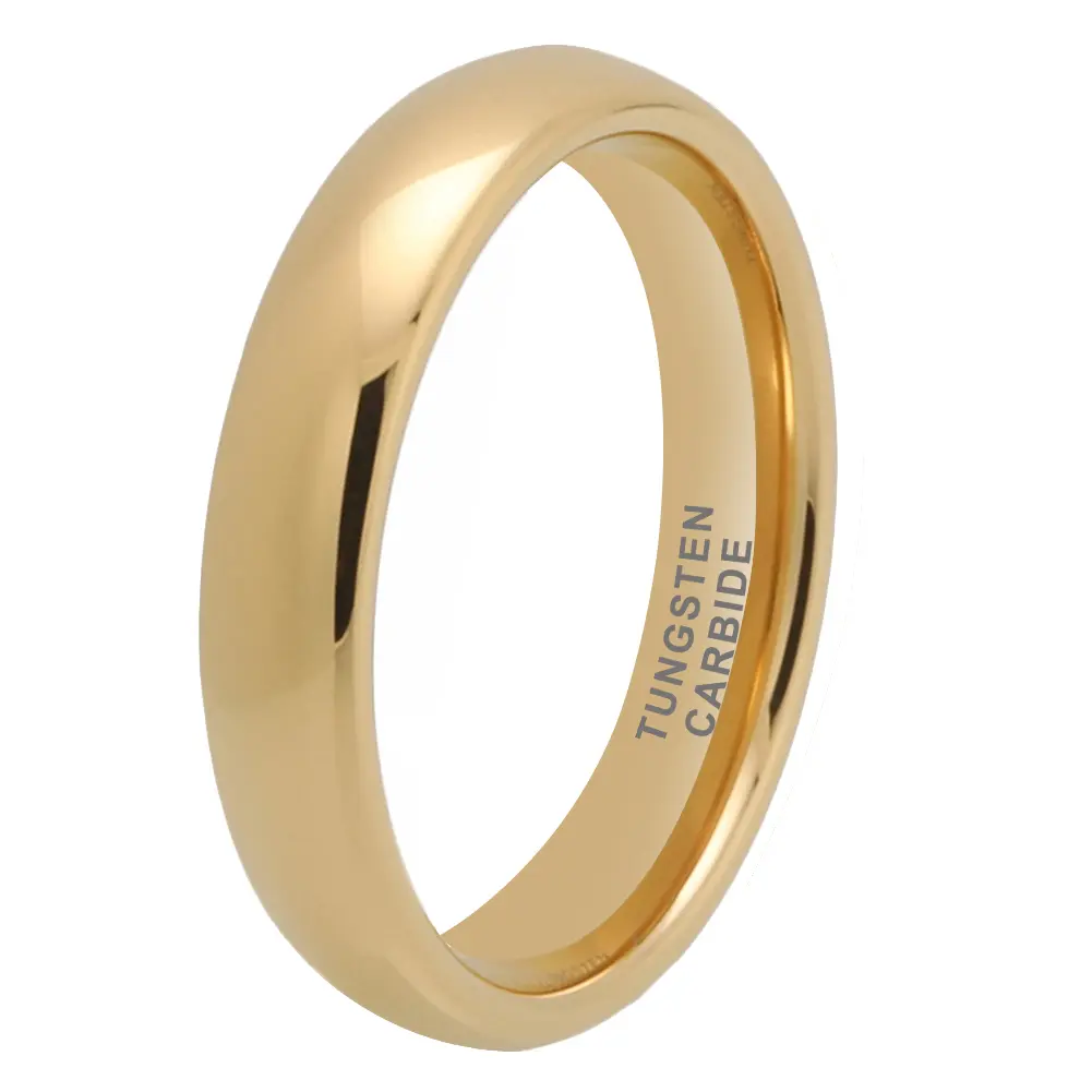 Yonifu 4mm Gold Tungsten Carbide Ring, Unisex Polished Finish Plain Band with Comfort Fit, Scratch-Resistant for Daily Wear, Wedding & Birthday Gift, Trending, Tungsten Rings, Casual, Everyday Wear, Anniversary, Casual Wear