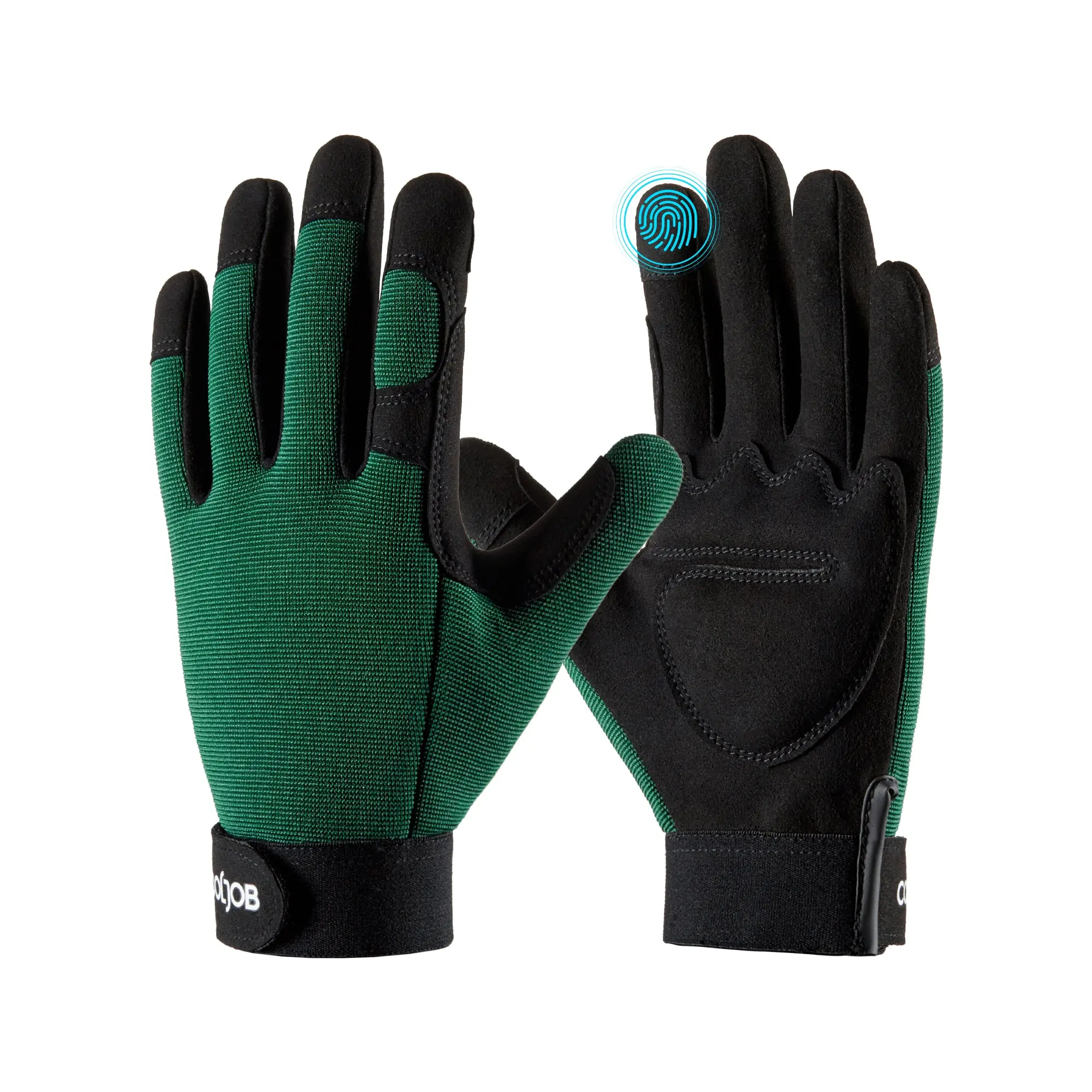 COOLJOB Thorn-Proof Garden Gloves - Anti-Skid, Durable, Firm-Grip, Reinforced, Palm Cushion, Touchscreen Fingers, Ideal for Rose Pruning (Green), Anti-Skid Gardening Gloves, Durable Gardening Gloves