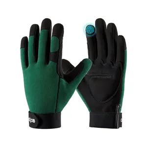 COOLJOB Thorn Proof Garden Gloves with Palm Cushion for Men, Rose Pruning Work Gloves with Touchscreen Fingers (Green)