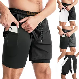 Men's  2 in 1 Shorts,GYM Shorts,Sports Bottoms,Quick Dry Shorts With Pocket Menwear Running Shorts