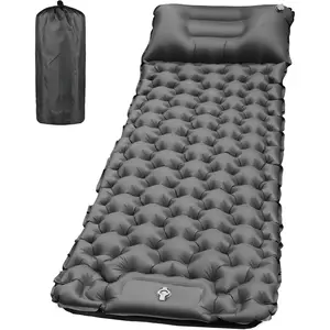 Sleeping Pad for Camping- Ultralight Inflatable Sleeping Mat with Built-in Foot Pump & Pillow, Upgraded Compact Camping Air Mattress for Camping, Backpacking, Hiking