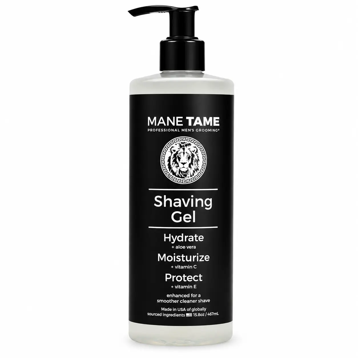 MANE TAME Original Shaving Gel 15.8oz - Moisturizing Formula with Aloe Vera for a Comfortable Shave Gentle Depilatory Solution Hypoallergenic Wax