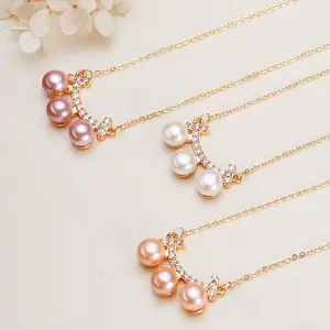 Pearl pendant/ fresh water pearl/Modern Pearl Pendant necklace/Minimalist Pearl Necklace/white Pearl/purple Pearl/champagne Pearl necklace/Pearl Chain Necklace