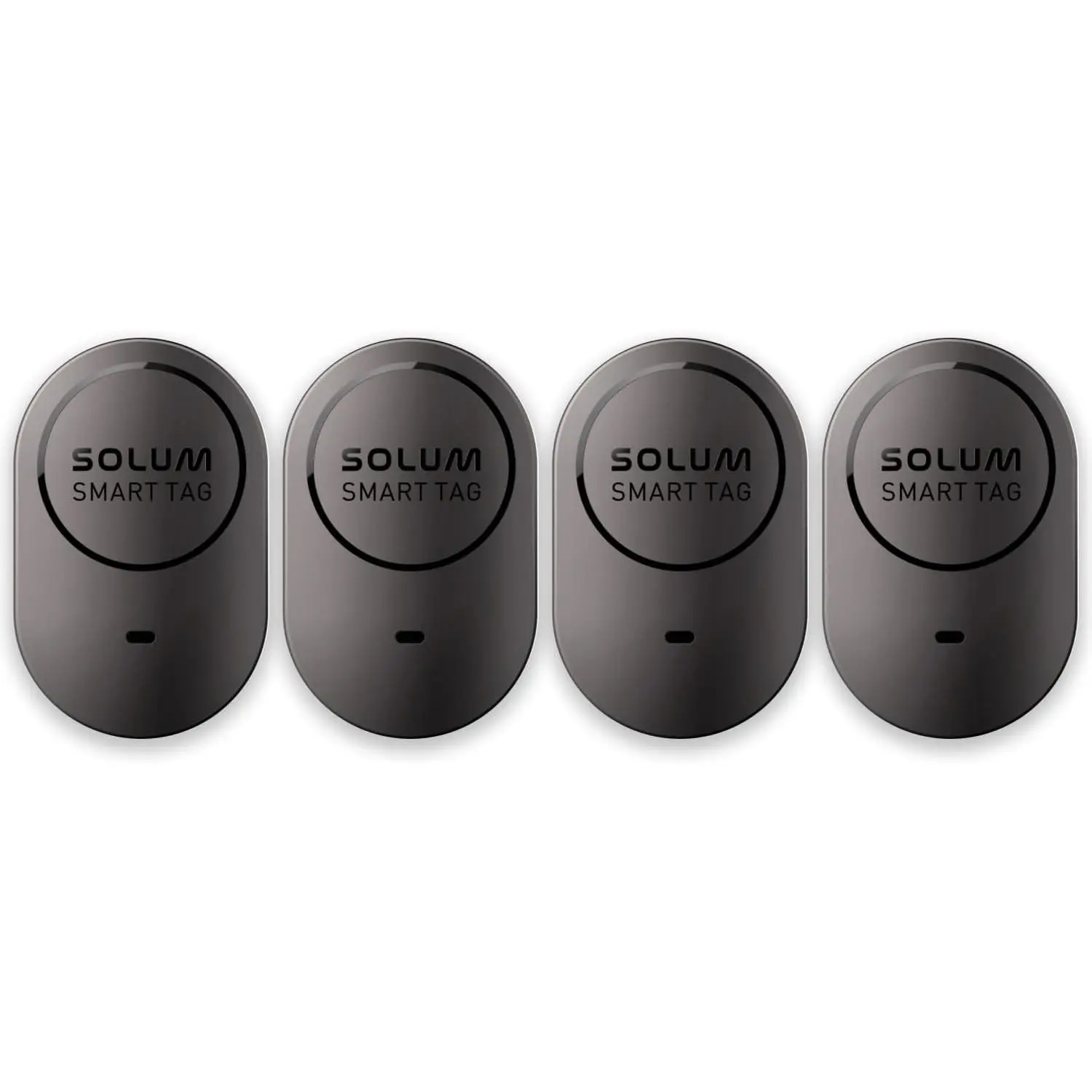 SOLUM Smart Tag 2.4 GHz Bluetooth Tracker, Key Finder, Item Locator, Tracking Device with IP43 Dust & Water Resistant, Compatible with Samsung Devices (4 Pack) - Black