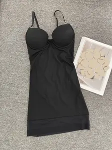 Women's Solid Black Shapewear Bodysuit, Comfort Womenswear Bodysuit Shapewear, Adjustable Straps Tummy Control Body Shaper, High Stretch Seamless Bodysuit for Postpartum Recovery, Body Sculpting Garment