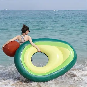 Avocado-Shaped Inflatable Swim Ring Set, Includes Float and Ball, Fun PVC Beach Chair, Durable Design for Outdoor Pool Parties, Summer Relaxation