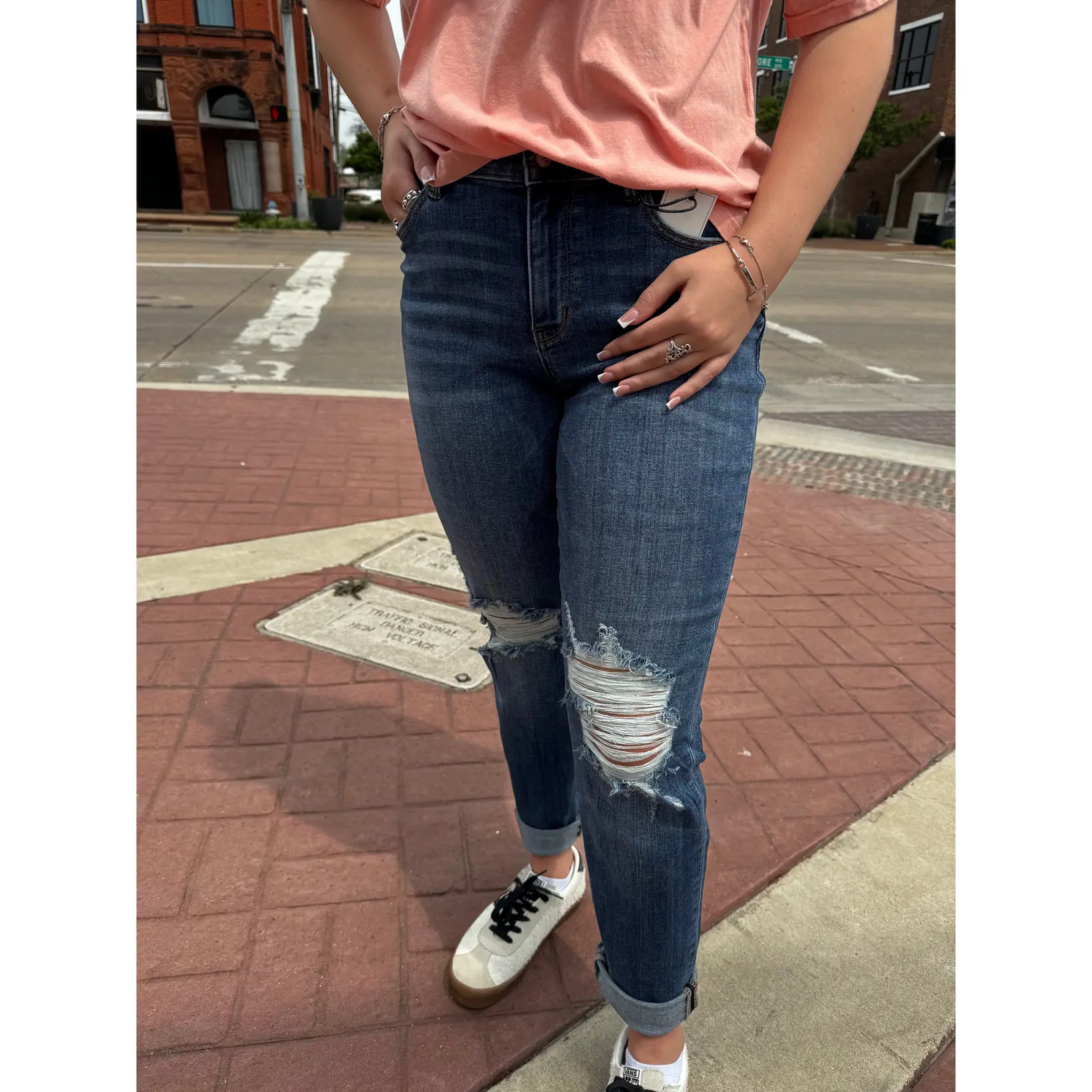 Judy Blue Addi Boyfriend Mid Rise Destroyed Jeans