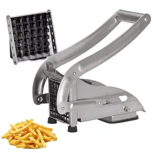 Premium Stainless Steel French Fry Cutter & Potato Slicer - No-Slip Suction Base Vegetable Cutter with Blades, Suitable for Potatoes, Chips, Carrots, Cucumbers, Apples & Onions
