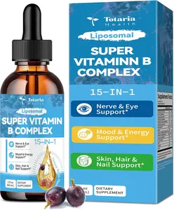 Totaria Liposomal Super Vitamin B Complex Pro 15-in-1 with B1-B7, Folate, B12, Zinc, Lutein, Zeaxanthin, Taurine, Vitamin C for Energy & Antioxidant Support 2 fl oz - Fitness, Healthcare