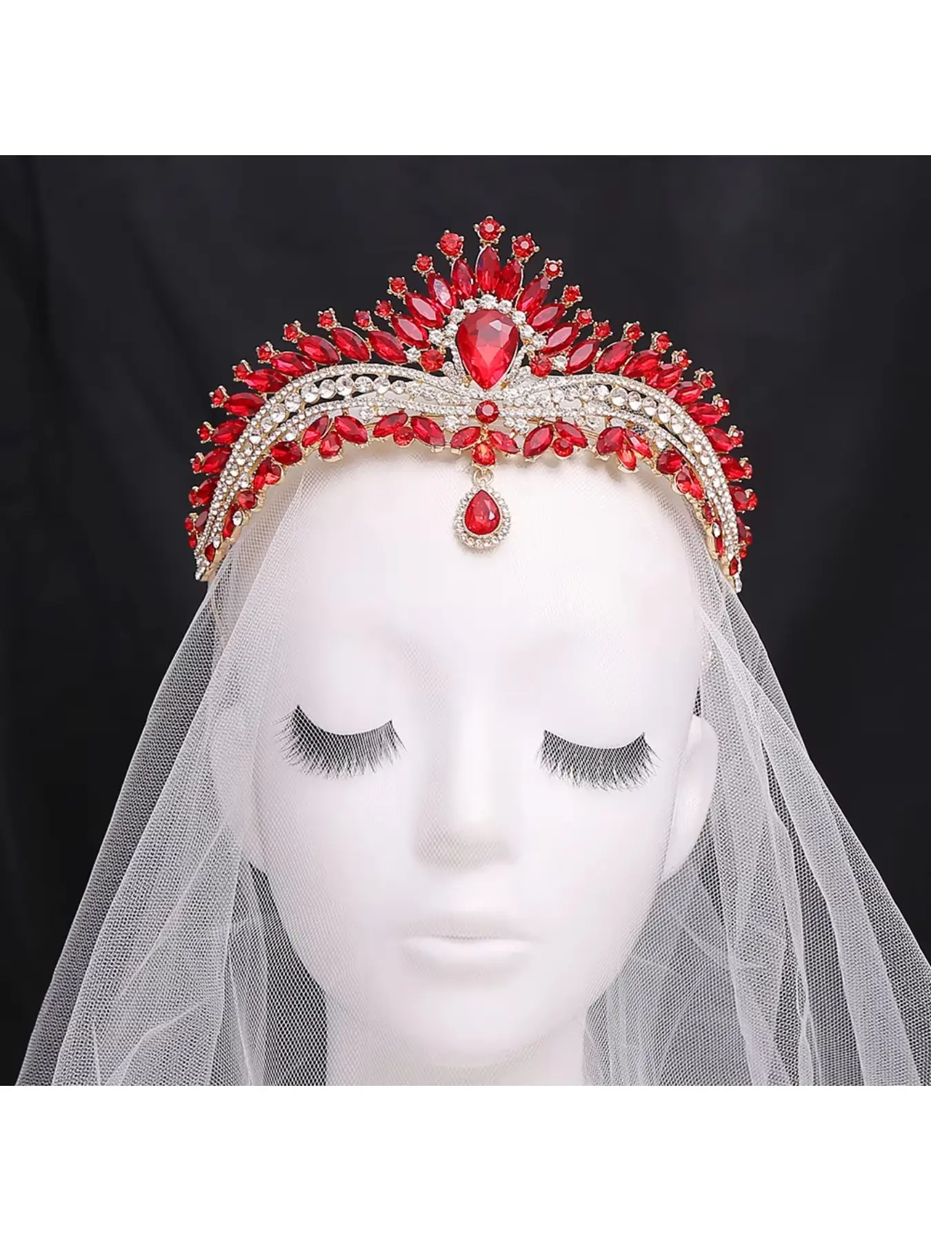 Bridal crown headpiece crystal forehead pendant Japanese Korean wedding dress accessories birthday tiara hair ornament