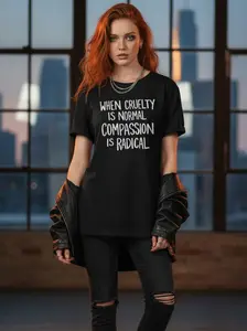 Compassion Is Radical Shirt, Streetwear Graphic Tee, Viral Quote Tee, Unisex Oversized T-Shirt