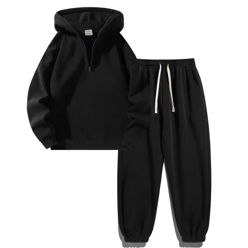 Men's Retro Blush Pink 2-Piece Athletic Tracksuit - Breathable Half-Zip Drawstring Hoodie, Slim-Fit Stretchy Sweatpants with Pockets, Polyester Casual Menswear, Ideal Boyfriend Gift (2 piece sets, mens clothing, streetwear, hoodie and pants set)