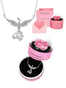 Silver Wing Phoenix Timeless Necklace Luxury elegant peacock necklace with unique design, versatile and stylish pendant.Paired with a preserved rose jewelry gift box, perfect mystery gift for birthdays, Mother’s Day, Valentine’s Day and for best friends.