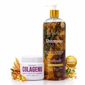 Herbalista Hair Repair Bundle – Botanical Herbal Shampoo 1000ml + Collagen Leave-In Hair Treatment 250g – Nourishing Hair Care Set with Keratin, Vitamin E & Botanical Extracts – Strength, Shine & Smoothness