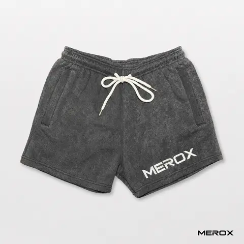 MEROX 5-Inch Inseam Black Acid Wash 100% Cotton Gym Shorts - Zipper Pockets, Soft Breathable Shorts Sportswear for Work Out, Running, Sports Fitness