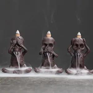 Creative Skeleton Design Backflow Incense Burner, 1 Count Halloween Themed Incense Holder, Desktop Decorative Incense Burner for Home Office Dormitory Car, Scent, Aromatherapy Scent Diffuser