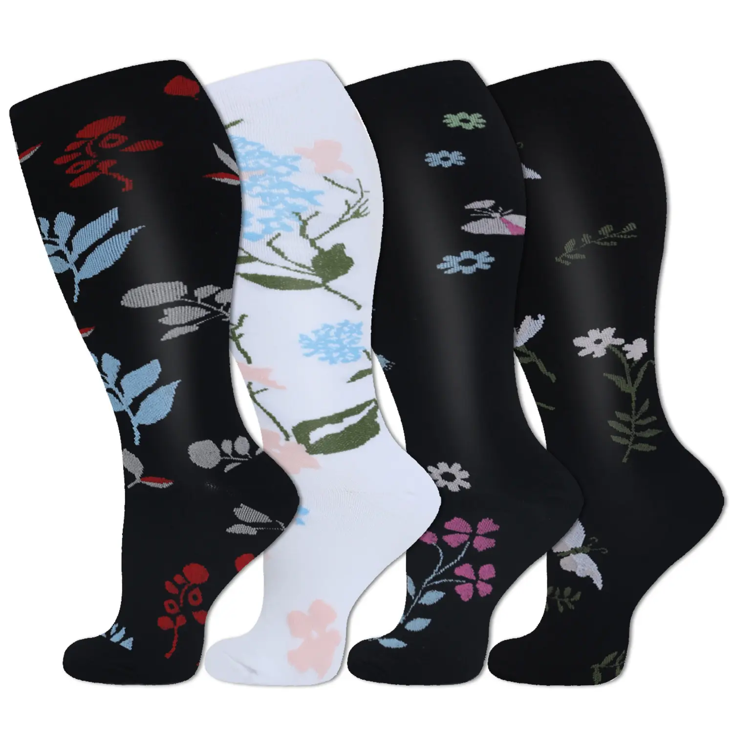 Plus Size Compression Socks for Wide Calves, 15–20 mmHg Below-Knee Socks with Extra Calf Stretch, Wide Top Band & Comfortable Leg Support for Standing, Flights, Shopping, Workdays & Everyday Use