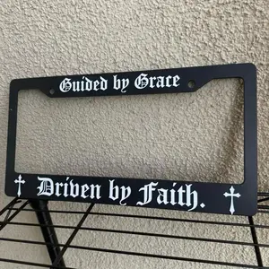 Christian Themes License Plate Frame with Cross Design and Text automotive accessory – FASTSHIPPING