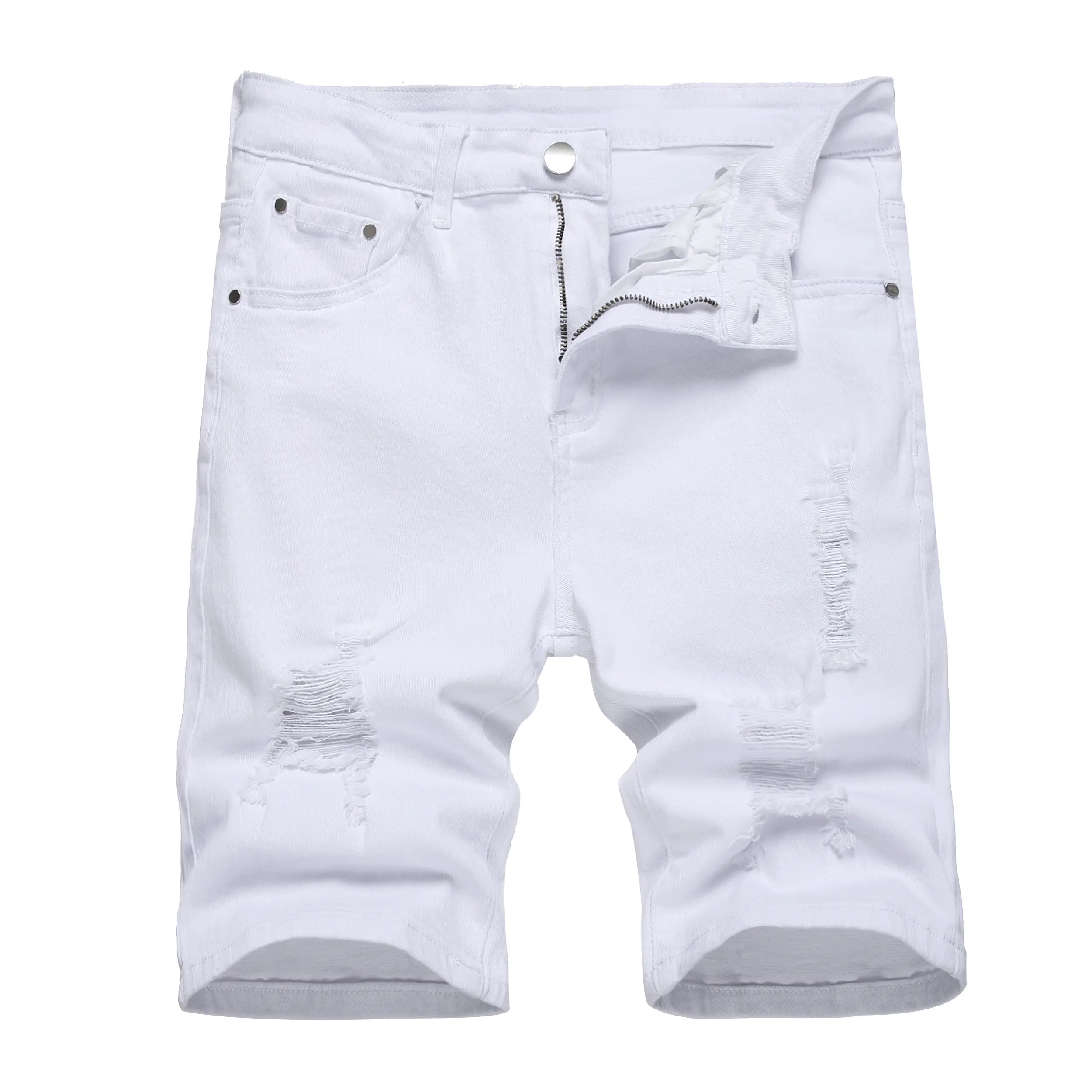 JUNBAOSS Men's Slim Fit Stretch Denim Shorts Ripped Skinny Jean Shorts for Men, Fashion Straight Comfort Flex Waist Short Jean