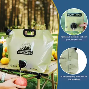 2 Pcs Outdoor Water Bag with Faucet Random Color 8 L(281 oz) Super thick and foldable!strong sealing, leak proof,reusable large capacity water storage container -BPA free, suitable for beverage storage-portablebarbecue,camping,travel
