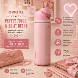 Owala Painted Canyon Limited-Edition Cowgirl era Western Collection Insulated Stainless Steel Tumbler, 24 oz Pink Coquette aesthetic, Girly gifts