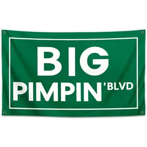 Big Pimpin'Blvd 3x5Ft Funny Quote Flag Man Cave Wall Flag College Dorm Room Decor Outdoor Parties summervibes