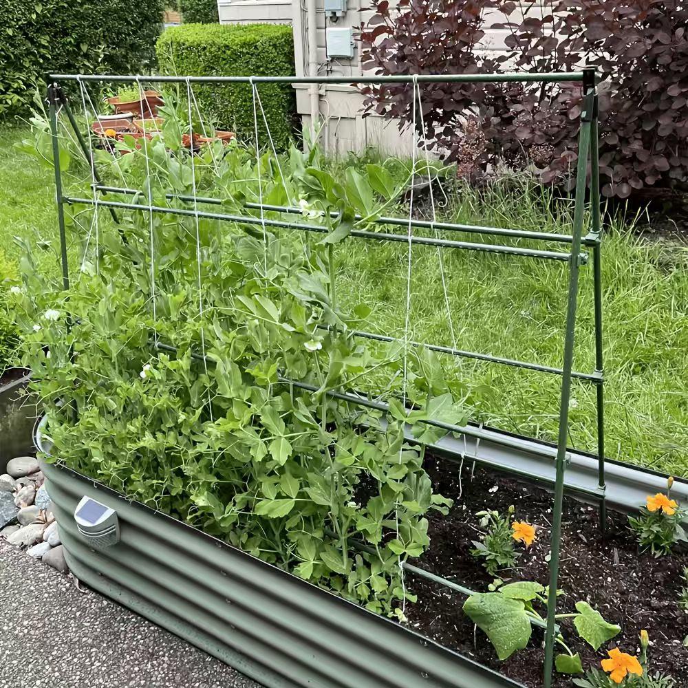 DIY Splicing Cucumber Trellis, Adjustable A Frame Garden Trellis for Climbing Plants, Metal Plant Support with Trellis Netting for Raised Bed Vegetables, Beans, Peas & Outdoor Gardening