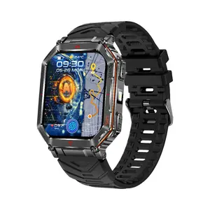 GPS Outdoor Smart Watch 3 ATM Waterproof with Flashlight Compass Build-in Fitness Tracker Real Time Movement Tracking Heart Rate Monitoring Bluetooth Call Blood Oxygen/Blood Pressure/Sleep Monitor