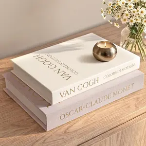 Weldomcor Decorative Books Set of 2 Modern Fake Book Box for Decoration, Aesthetic Faux Linen Books Hidden Photo Storage Keepsake Boxes Coffee Table Bookshelf Shelf Home Entry Mantel Living Room Decor