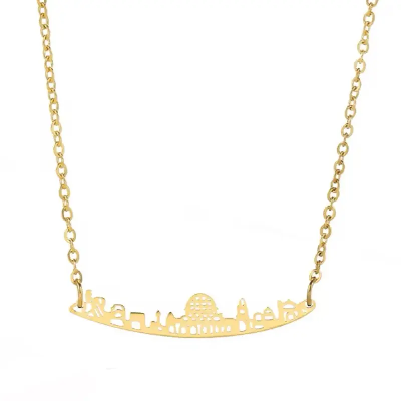 Gold Jerusalem Skyline Necklace | Dome of the Rock Chain | Minimalist Palestinian Jewelry | UmYafa Exclusive