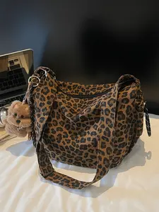 Vintage Leopard Print Women's Crossbody Bag, Adjustable Shoulder Strap, Large Capacity Zipper Fashion Casual Single Shoulder Bag, Adjustable Strap Purse