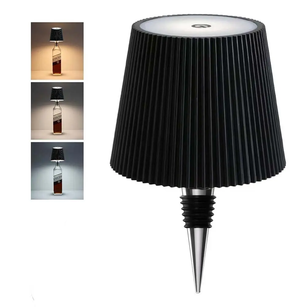 Wireless Bottle Lamp Touch 3-Colors Wine Bottle Lights Rechargeable Dimming Wireless lamp Portable LED Desk Lamp for Bedroom Restaurant Bar Outdoor Indoor