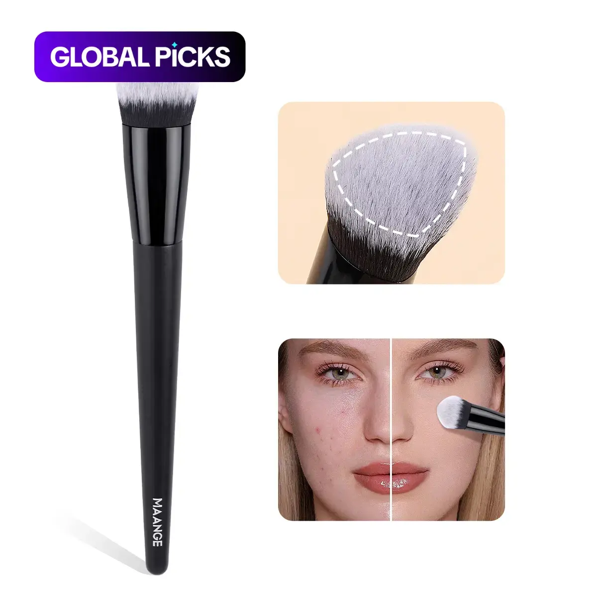 Triangular Concealer Brush, Blending Brush for Concealer and Foundation, Professional Makeup Tool for Women, Makeup Accessories, Precision Brush #GLOBAL PICKS