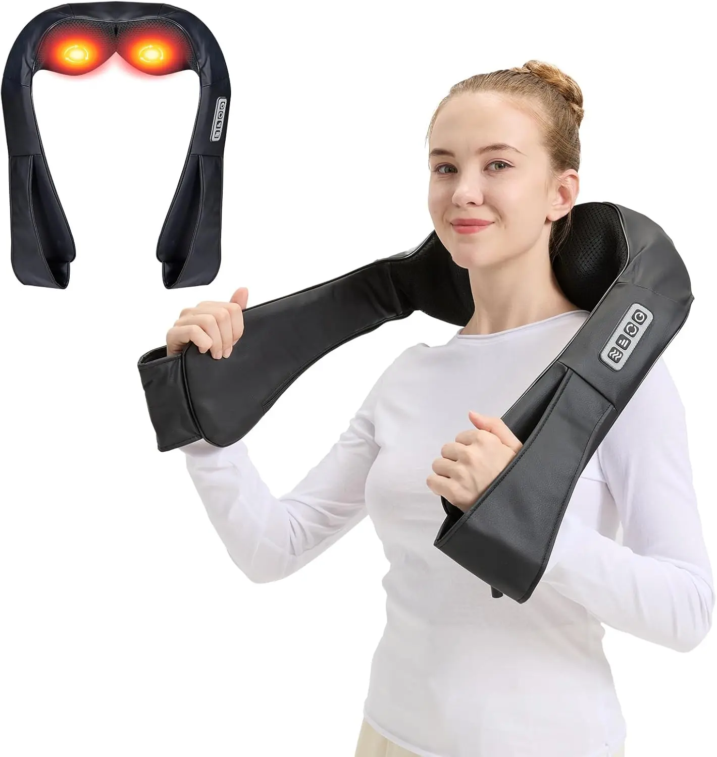 Cordless Shiatsu Neck and Shoulder Massager, Back Massager with Heat ,Massage Deeper Tissue 4D Kneading Massage for Shoulder, Neck and Back, Use at Home, Office, Car - Gifts for Fathers Day Dad Gift