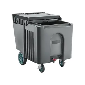 Fathersdaygift VEVOR Commercial Ice Bin, 125 lbs Portable Ice Caddy, 31.5x 22.8x 29 inch Insulated Ice Carrier with 4 Wheels and Flip Lid, Large Ice Bin for Catering, Kitchens, Bistros, Restaurants, and Bars, 125Lb, Flip Lid Topdealsforyoudays