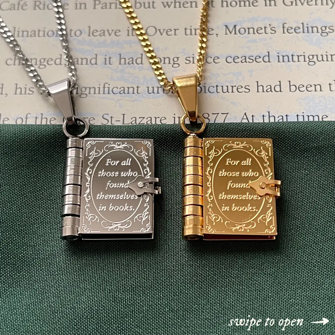 Book Lovers Necklace jewelry women trendy stainless gold necklace Book Lovers Necklace jewelry women trendy stainless gold necklace