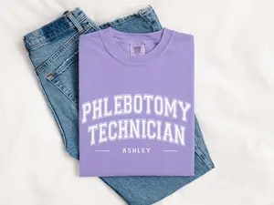Custom Phlebotomy Technician Comfort Colors Shirt, Personalized Phlebotomist Graduation Gift, Phlebotomy Tech Team Tee, Phlebotomy Student