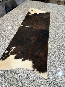 Brindle & White Cowhide Table Runner