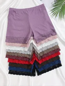 Women's Lace Trim Briefs Set (10 Pieces), Casual Fitted Underwear for All Seasons, Plain Design, No Ca Prop 65 Warning, Trim Lace Panty