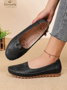 Goreyodoly Women's Loafers, Hollow Out Floral Design, Embroidered Flowers, Lightweight Breathable, Comfortable Soft Sole, Casual Shoes, Casual Fashion Shoes