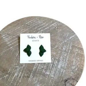 Polymer Clay Stud Earrings, Hunter Green