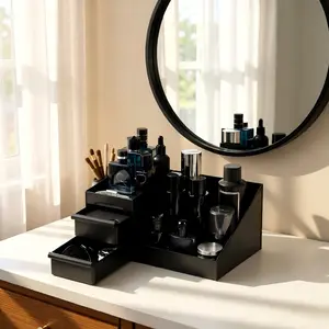 Space-Saving Cologne Organizer with Drawers - Modern Vanity Storage for Perfume, Skincare & Grooming - Gift for Boyfriend, Husband