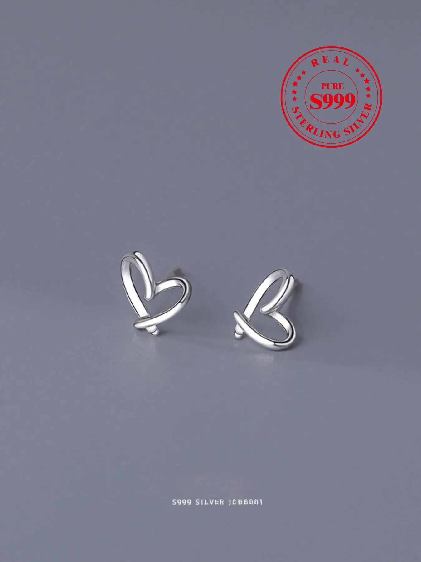 S999 Sterling Silver Hollow Heart Design Stud Earrings, Fashion Exquisite All-match Ear Jewelry for Girls Gift, Temperament Accessories for Daily Wear